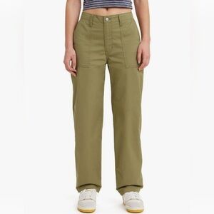 Levis ‘94 Baggy Pants Womens 32 Utility Army Green Relaxed Cotton High Rise